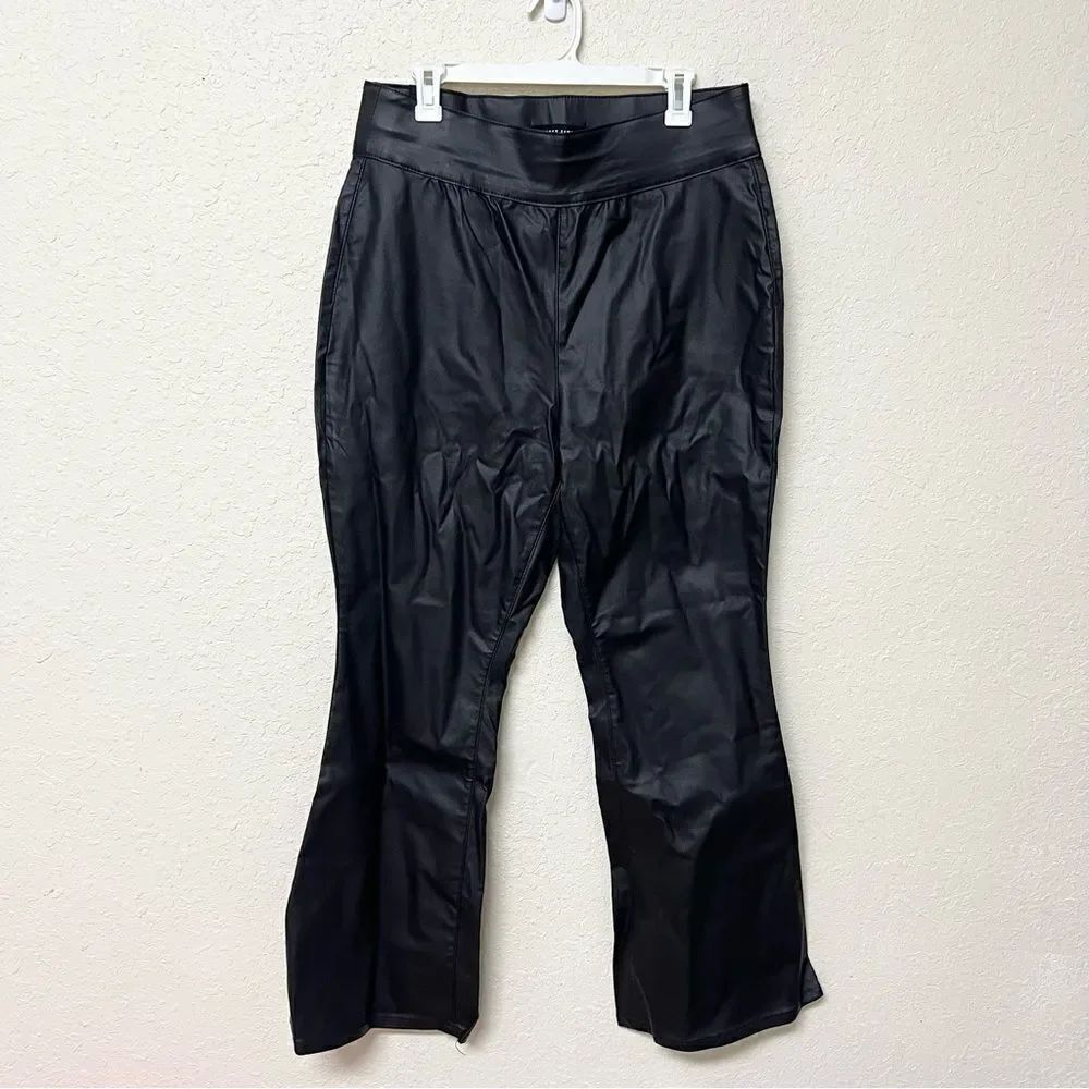 Almost Famous Black Faux Leather Pull On Wide Leg Flare Pants Size 2X